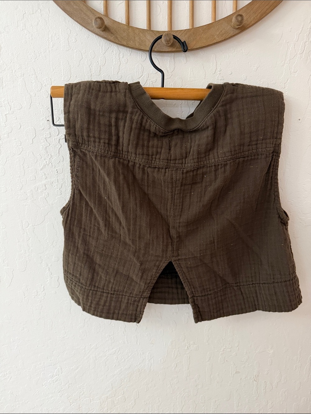 BDG GREEN speckle TIA woven crop shoulder pad open back muscle t m - Picture 5 of 5
